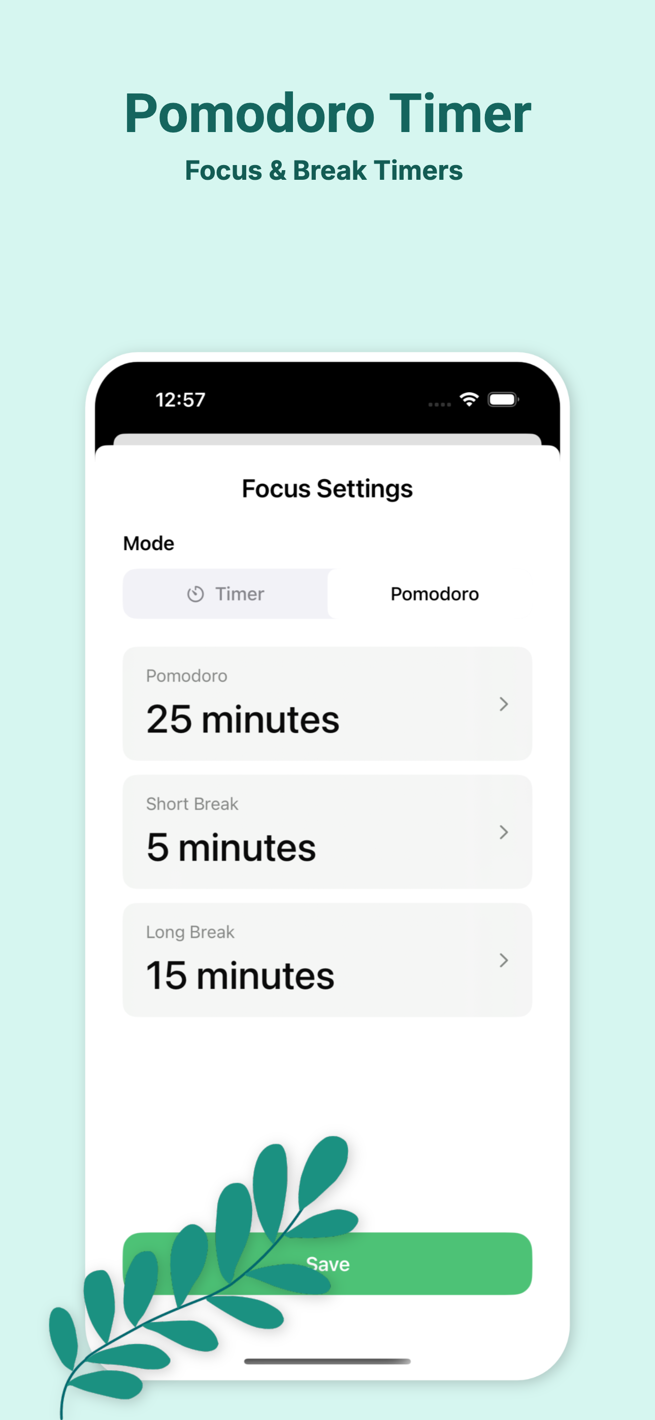 Pomodoro Timer Settings